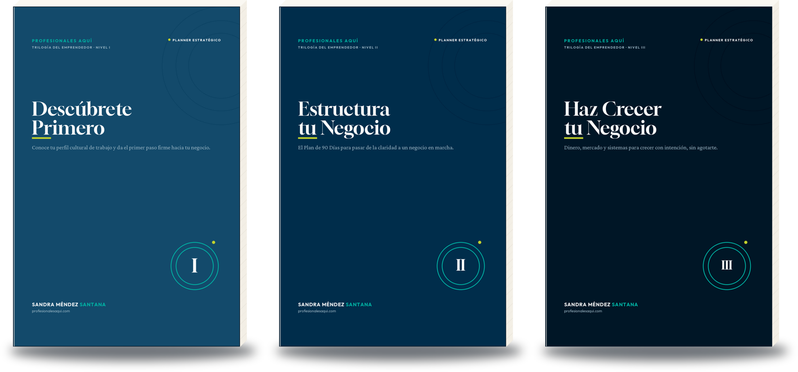 La Trilogía del Emprendedor — Descúbrete · Estructura · Crece